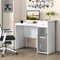 White Computer Desk with Drawer and Raised Shelf Adjustable Storage Workstation